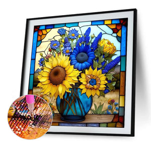 Glass Painting - Sunflower 40*40CM(Picture) Full Square Drill Diamond Painting