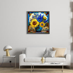 Glass Painting - Sunflower 40*40CM(Picture) Full Square Drill Diamond Painting