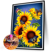 Load image into Gallery viewer, Butterfly Flower Sunflower 30*40CM(Canvas) Full Round Drill Diamond Painting
