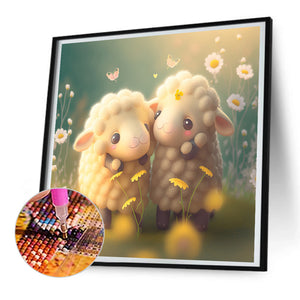 Love The Little Sheep 30*30CM(Canvas) Full Round Drill Diamond Painting