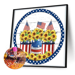 Independence Day Card 30*30CM(Canvas) Full Round Drill Diamond Painting