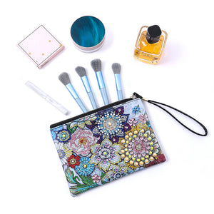 DIY Diamond Art Cosmetic Bag Flowers Single Sided PU Women Clutch (BD-11)