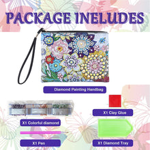 Load image into Gallery viewer, DIY Diamond Art Cosmetic Bag Flowers Single Sided PU Women Clutch (BD-11)
