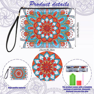 DIY Diamond Art Cosmetic Bag Flowers Single Sided PU Women Clutch (BD-17)