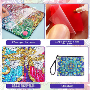 DIY Diamond Art Cosmetic Bag Flowers Single Sided PU Women Clutch (BD-18)