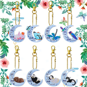 8pcs Diamond Art Keychain Special-shaped Drill 5D DIY Bag Pandant (YS201)