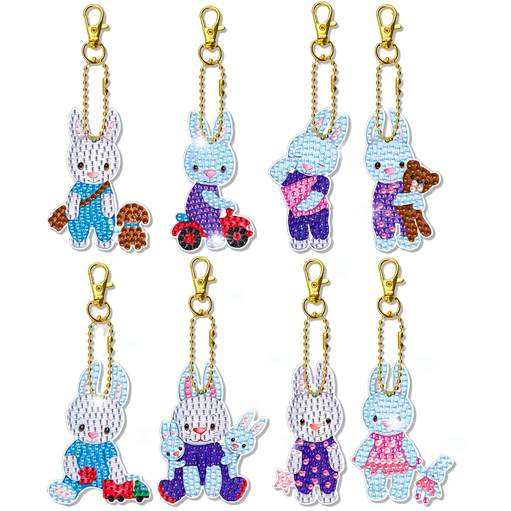 8pcs Diamond Art Keychain Special-shaped Drill 5D DIY Bag Pandant (YS211)