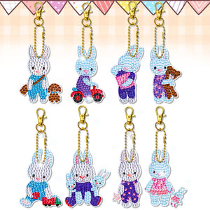 8pcs Diamond Art Keychain Special-shaped Drill 5D DIY Bag Pandant (YS211)