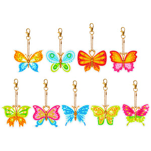 9pcs Diamond Art Keychain Special-shaped Drill 5D DIY Bag Pandant (YS191)