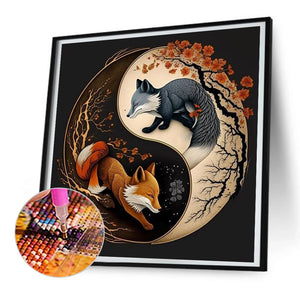 Tai Chi Yin Yang Figure - Fox 30*30CM(Canvas) Full Round Drill Diamond Painting