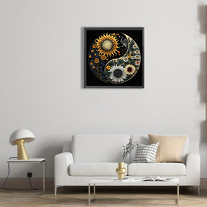 Tai Chi Yin Yang Diagram - Color Changing Sunflower 30*30CM(Canvas) Full Round Drill Diamond Painting