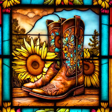 Load image into Gallery viewer, Army Boots And Sunflowers 30*30CM(Canvas) Full Round Drill Diamond Painting
