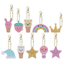 Load image into Gallery viewer, 10pcs Diamond Art Key Rings Double Sided 5D DIY Bag Pandant Gifts (YS177)
