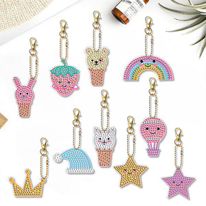 10pcs Diamond Art Key Rings Double Sided 5D DIY Bag Pandant Gifts (YS177)