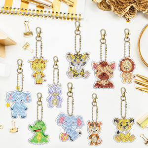 10pcs Diamond Art Key Rings Double Sided 5D DIY Bag Pandant Gifts (YS181)