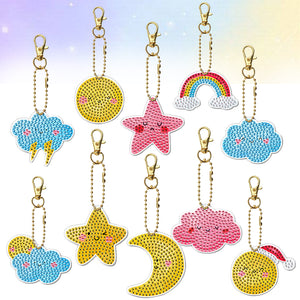 10pcs Diamond Art Key Rings Double Sided 5D DIY Bag Pandant Gifts (YS185)