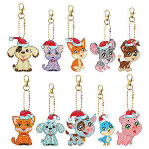 10pcs Diamond Art Key Rings Double Sided 5D DIY Bag Pandant Gifts (YS210)