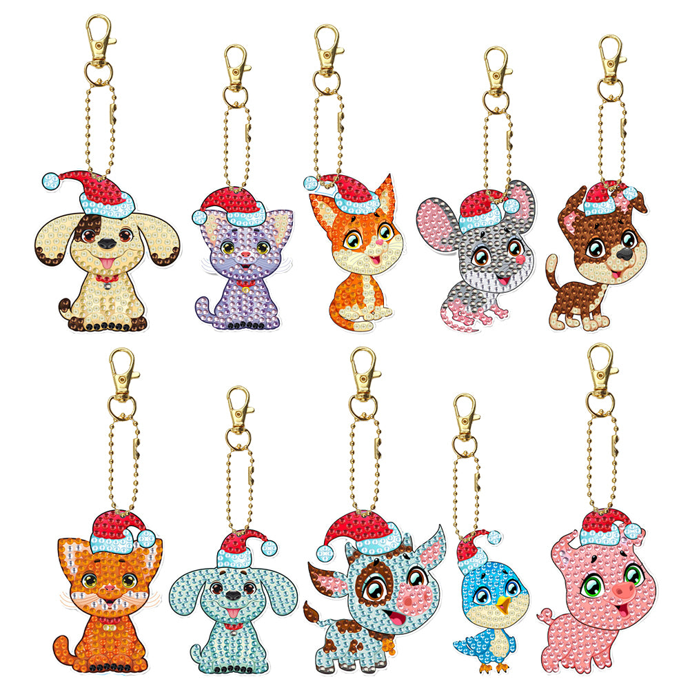 10pcs Diamond Art Key Rings Double Sided 5D DIY Bag Pandant Gifts (YS210)
