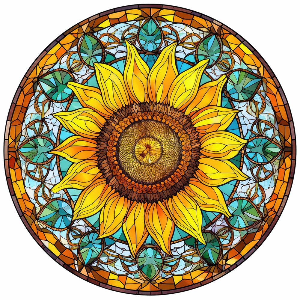 Sunflower Glass Painting 30*30CM(Canvas) Full Round Drill Diamond Painting