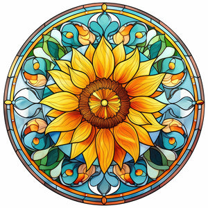 Sunflower Glass Painting 30*30CM(Canvas) Full Round Drill Diamond Painting