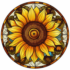 Sunflower Glass Painting 30*30CM(Canvas) Full Round Drill Diamond Painting