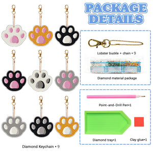 9pcs Diamond Art Keychain Special-shaped Drill 5D DIY Bag Pandant (PT06)