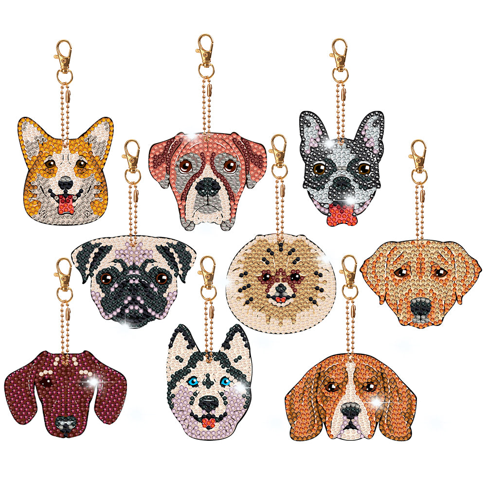 9pcs Diamond Art Keychain Special-shaped Drill 5D DIY Bag Pandant (PT11)