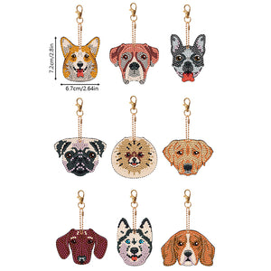 9pcs Diamond Art Keychain Special-shaped Drill 5D DIY Bag Pandant (PT11)