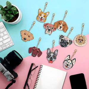 9pcs Diamond Art Keychain Special-shaped Drill 5D DIY Bag Pandant (PT11)