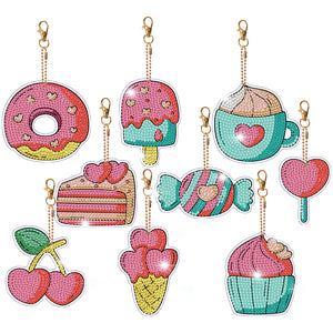 9pcs Diamond Art Keychain Special-shaped Drill 5D DIY Bag Pandant (pt17)