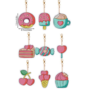 9pcs Diamond Art Keychain Special-shaped Drill 5D DIY Bag Pandant (pt17)
