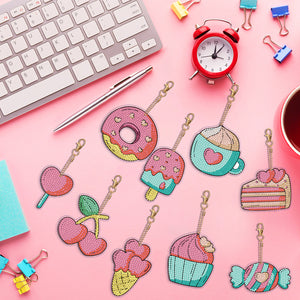 9pcs Diamond Art Keychain Special-shaped Drill 5D DIY Bag Pandant (pt17)
