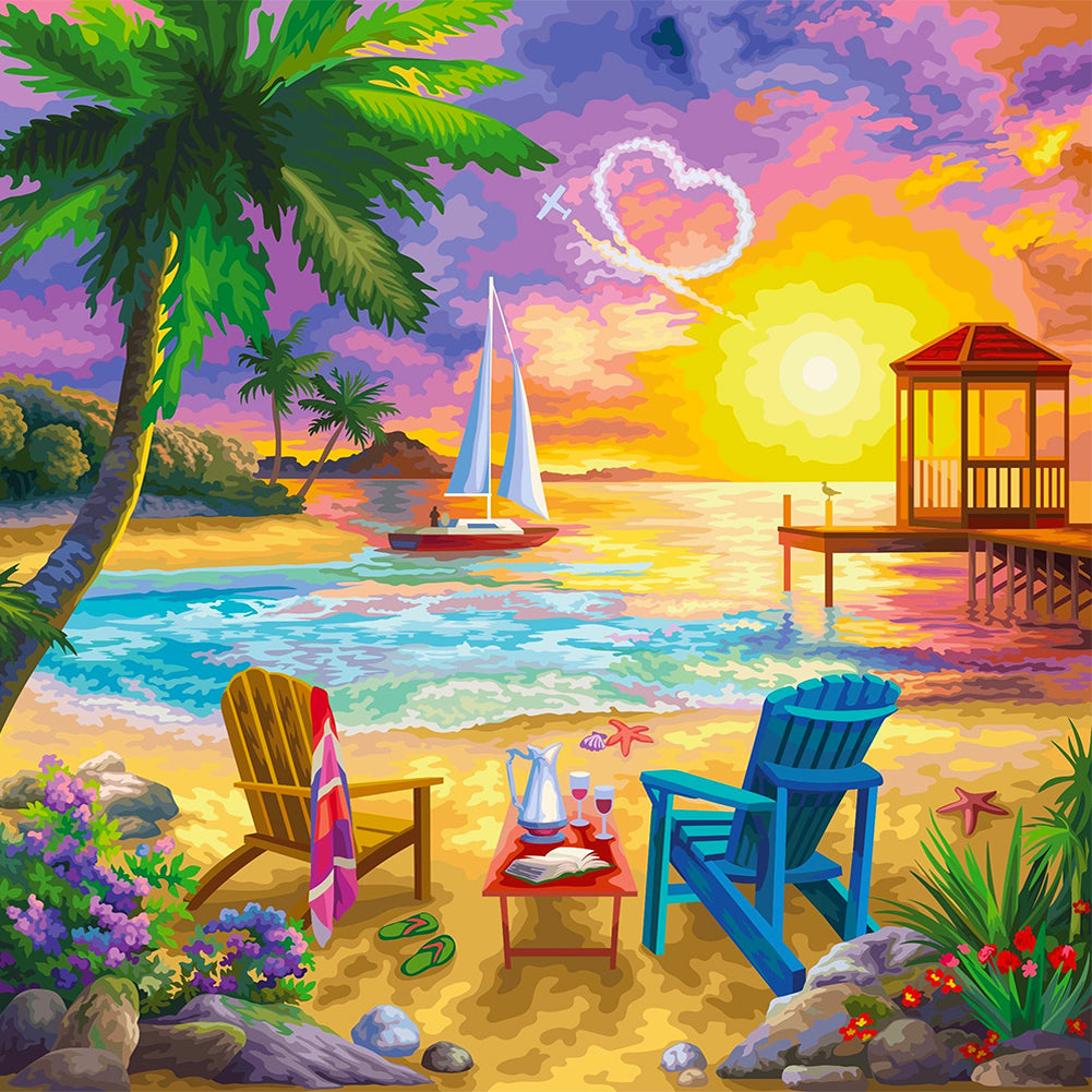 Summer Beach Picnic 30*30CM(Canvas) Full Round Drill Diamond Painting