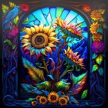 Load image into Gallery viewer, Sunflower Stained Glass 30*30CM(Canvas) Full Round Drill Diamond Painting
