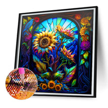 Load image into Gallery viewer, Sunflower Stained Glass 30*30CM(Canvas) Full Round Drill Diamond Painting
