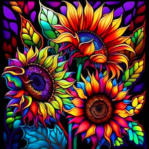 Colorful Sunflower 30*30CM(Canvas) Full Round Drill Diamond Painting