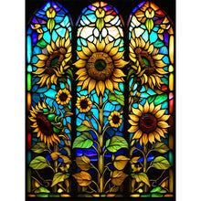 Load image into Gallery viewer, Sunflower Stained Glass 40*50CM(Canvas) Full Round Drill Diamond Painting
