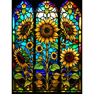 Sunflower Stained Glass 40*50CM(Canvas) Full Round Drill Diamond Painting