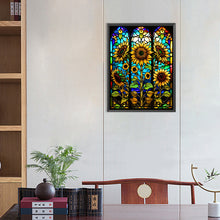 Load image into Gallery viewer, Sunflower Stained Glass 40*50CM(Canvas) Full Round Drill Diamond Painting
