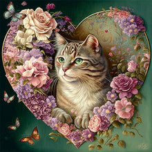 Load image into Gallery viewer, Love Flower Cat 40*40CM(Canvas) Full Round Drill Diamond Painting
