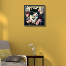 Load image into Gallery viewer, Love Flower Cat 40*40CM(Canvas) Full Round Drill Diamond Painting
