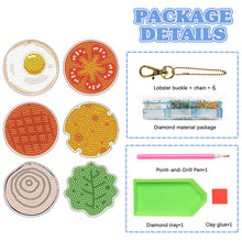 Load image into Gallery viewer, 9pcs Diamond Art Keychain Art Craft 5D Special-shaped Drill DIY Food Bag Pandant
