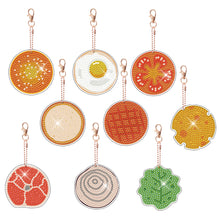 Load image into Gallery viewer, 9pcs Diamond Art Keychain Art Craft 5D Special-shaped Drill DIY Food Bag Pandant
