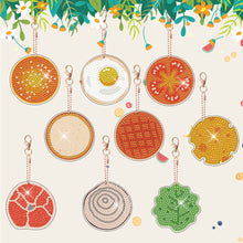 Load image into Gallery viewer, 9pcs Diamond Art Keychain Art Craft 5D Special-shaped Drill DIY Food Bag Pandant
