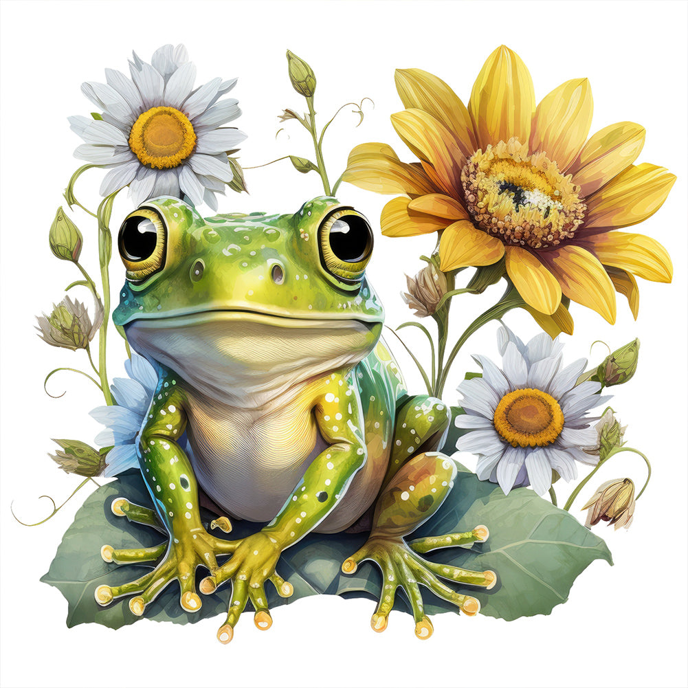 Sunflower Frog 30*30CM(Canvas) Full Round Drill Diamond Painting