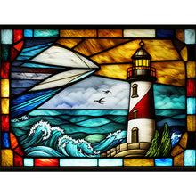 Load image into Gallery viewer, Lighthouse Glass Painting 40*30CM(Canvas) Full Round Drill Diamond Painting
