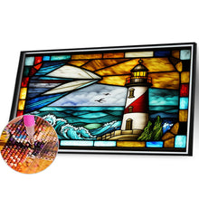 Load image into Gallery viewer, Lighthouse Glass Painting 40*30CM(Canvas) Full Round Drill Diamond Painting
