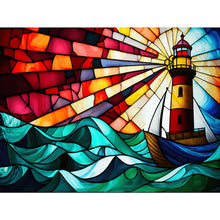 Load image into Gallery viewer, Lighthouse Glass Painting 40*30CM(Canvas) Full Round Drill Diamond Painting
