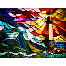 Load image into Gallery viewer, Lighthouse Glass Painting 40*30CM(Canvas) Full Round Drill Diamond Painting
