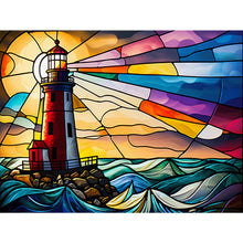 Load image into Gallery viewer, Lighthouse Glass Painting 40*30CM(Canvas) Full Round Drill Diamond Painting
